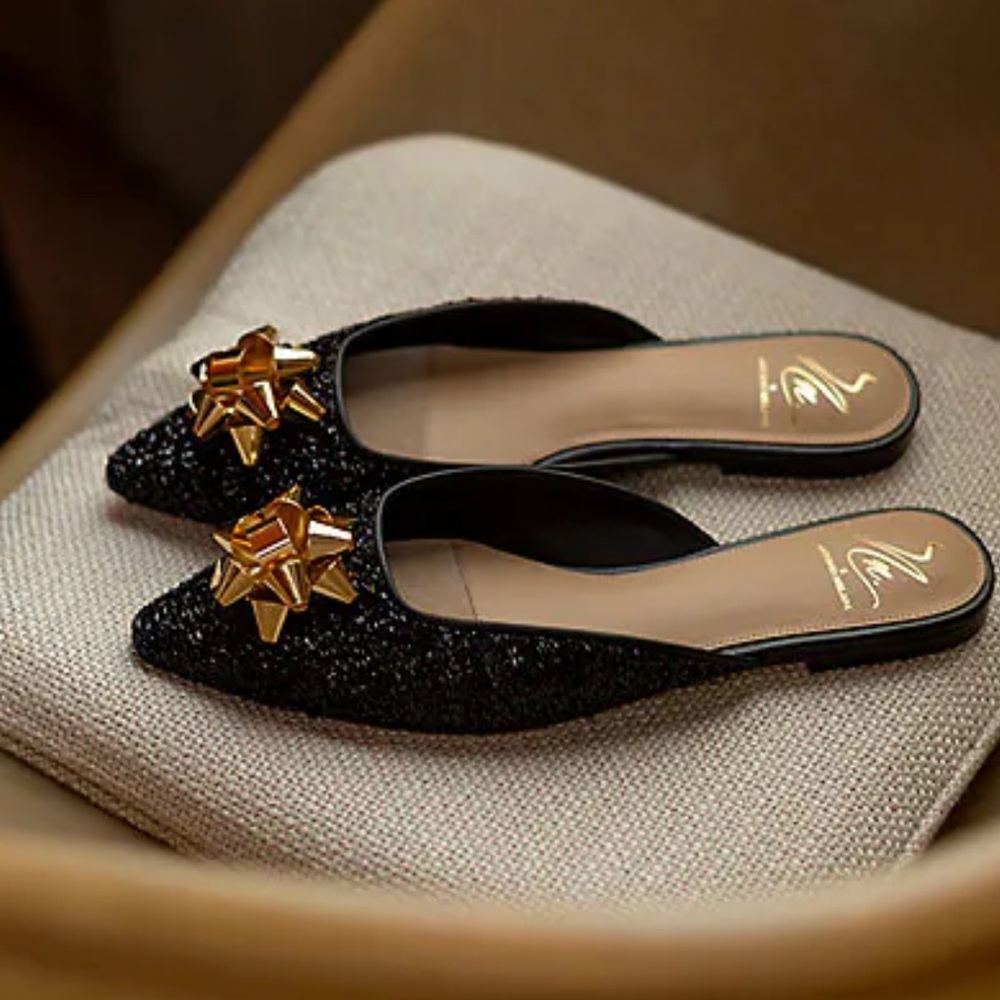 Antonio Melani x The Nat Note Estrella Textured Ornamented Bow Dress Mules 7M
